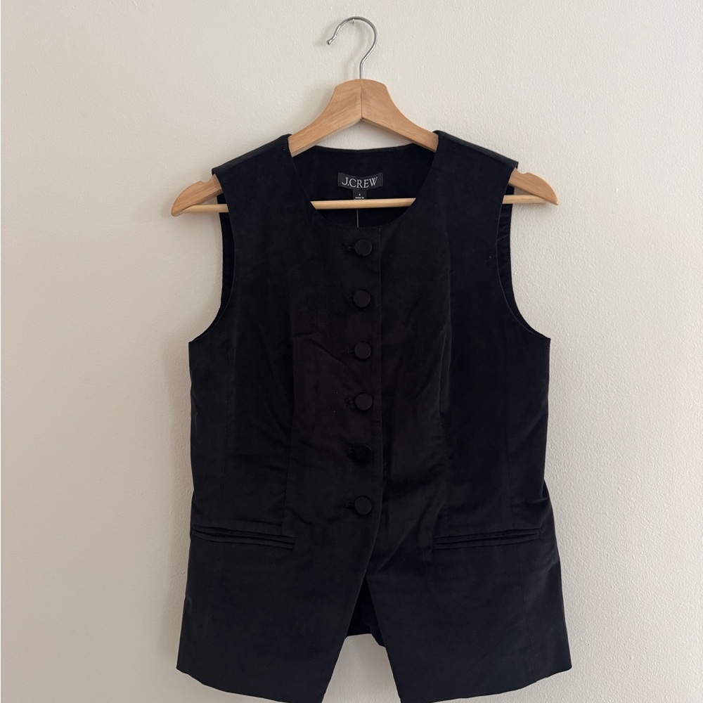 J. Crew Black Tailored Button-Front Vest